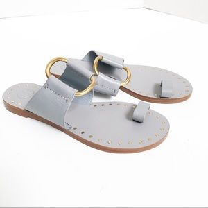 Tory Burch Gray Ravello Leather Sandals